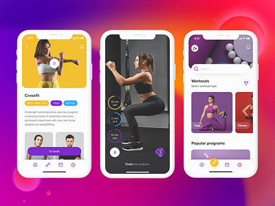 Fitness App Design app design coach design designer fitness app gym gym app health mobile app mobile design sport ui ux workout workouts