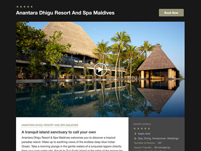 Hotel Details Page clean dark design detail hotel maldives resort travel web