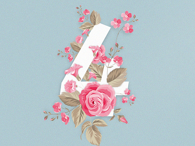 Floral Type : 4 design floral type typography