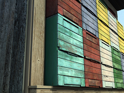 3d Old Wooden Colorful Apiary