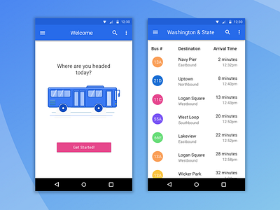 Android Bus App bus app material design mobile design transit app