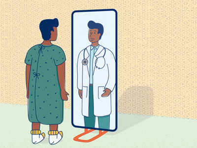 When the doctor is the patient illustration healthcare editorial illustration vector