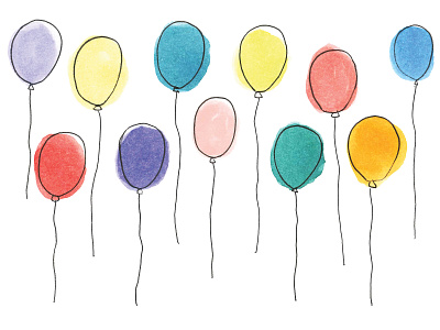 Balloons balloons illustration line drawing watercolor