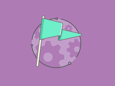 Campaign Settings Icon flag flat gear graphic icon illustration purple settings