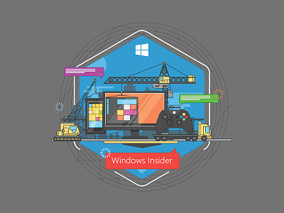 Windows Insider t-shirt Design concept 3 line art microsoft tech windows