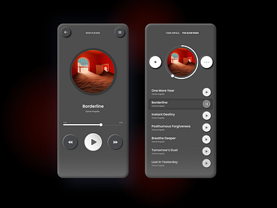 Skeuomorphic dark mode music app design