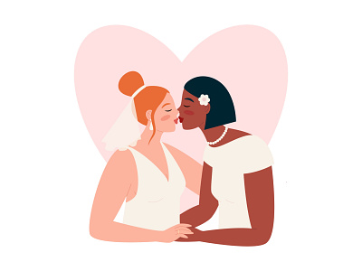 Bridal couple in love female flat gender illustration lgbt partner relationship vector woman