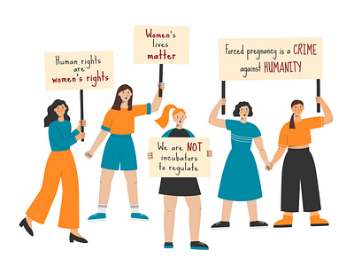 Protests for Women's Rights "My Body - My Choice" demonstration female female character feminism flat girl human rights illustration protest reproductive rights vector woman women rights