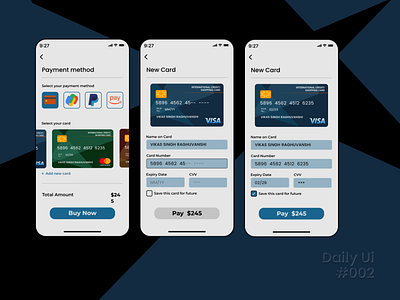 || Credit Card checkout || Daily ui - 002 checkout credit card daily ui designing ui