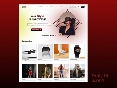 Landing page UI Design , Daily Ui Challenge daily ui design designing landing page shopping ui