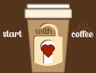 Start with coffee and unlock the heart branding design graphic design illustration typography vector