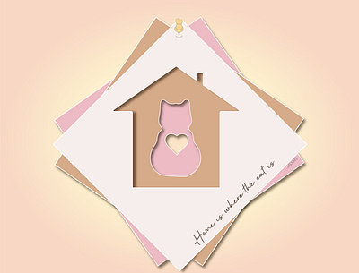 Home is where the cat is design graphic design illustration typography vector
