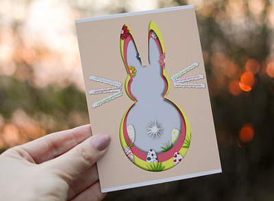 Bunny card for Easter branding design graphic design illustration typography vector
