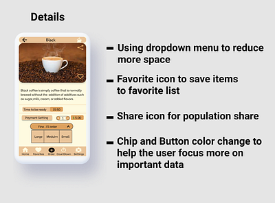 CoffeeVilla -Details Screen app branding design icon illustration logo typography ui ux vector