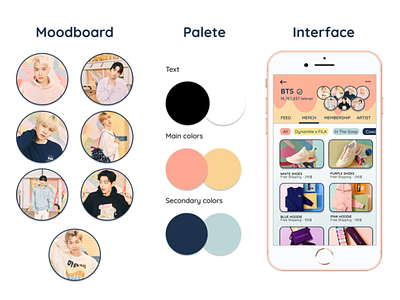 BTS x FILA Dynamite Merch App bts design palete pastel