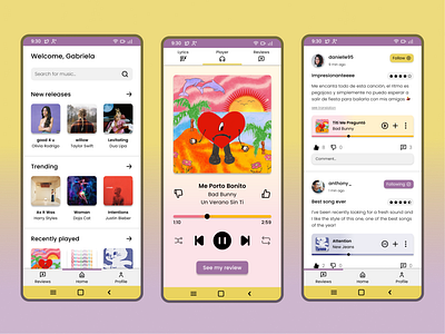 Music Streaming & Reviewing App design figma mobile music ui