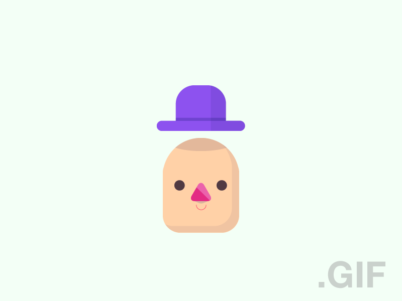 a man with a nice hat [GIF] animation cute flat gif hat icon illustration purple