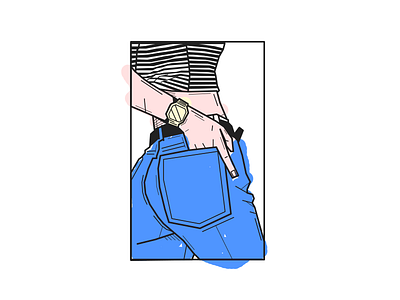 1 jeans 1 butt butt character color cute doodle fresh geometric happy illustration kids pastelle