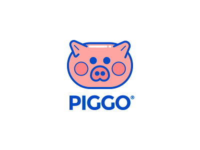 Piggo brand branding clean color cute funny illustration kids logo pig typography