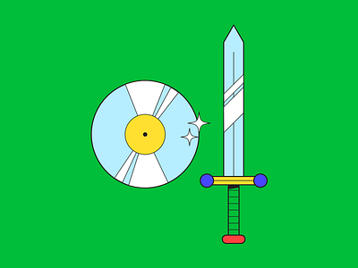 Sword + Vinyl shield clean color dj illustration shield sword