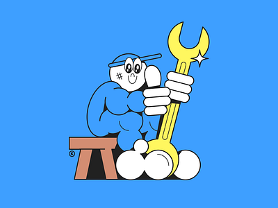 TRUST THIS GUY character clean color illustration kikillo mechanic tool