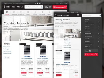 Appliance E-Commerce Catalogue Page