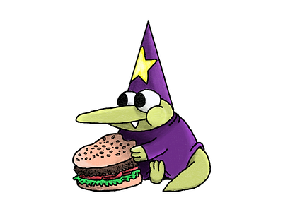 Lunch aligator burger digital painting draw