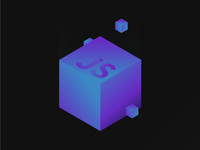 JavaScript cube blue cube gradient gradients isometric javascript purple