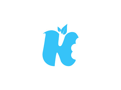 Kapple apple bite blue fruit k leaf lettering logo