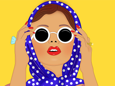 A fashionable gift in sunglasses and kerchief design fashion girl illustration kerchief picture sunglasses vector woman