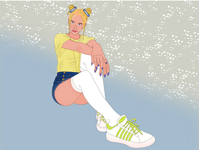 Blonde girl in sneakers art blonde fashion girl graphic design sneakers sport vector illustration woman