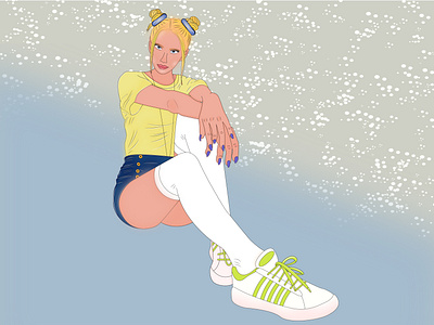 Blonde girl in sneakers