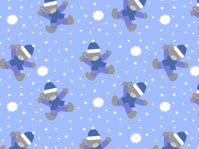 A seamless pattern with teddy bears in winter
