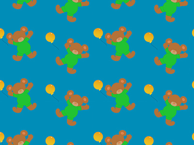 A pattern with brown bears and balloons animal balloon bear cartoon character children illustration graphic design illustration joy seamless pattern summer sun toy vector