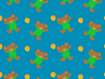 A pattern with brown bears and balloons
