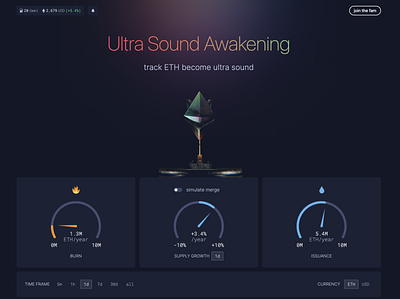 Ultrasound.money app clean crypto dashboard eth ethereum graphs illustration landing page money simple ui ultrasound