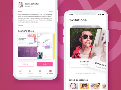 2 Invitations to Give Away app contact design dribbble invitation invite ios 11 mobile portfolio ui