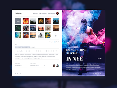 Instagram concept redesign avatar clean editor form gallery image instagram redesign social media software text title