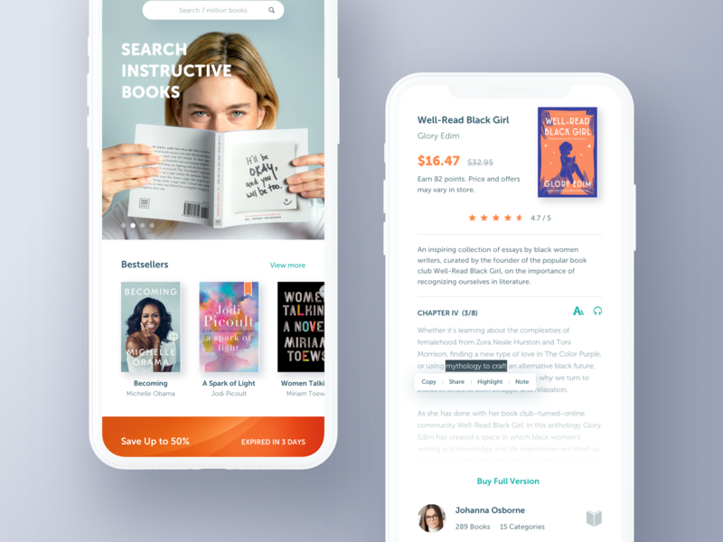 Bookstore App. by Yi Li on Dribbble