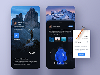 Climber club app app ar card clean design details gallery ios location mobile price product profile store ui video