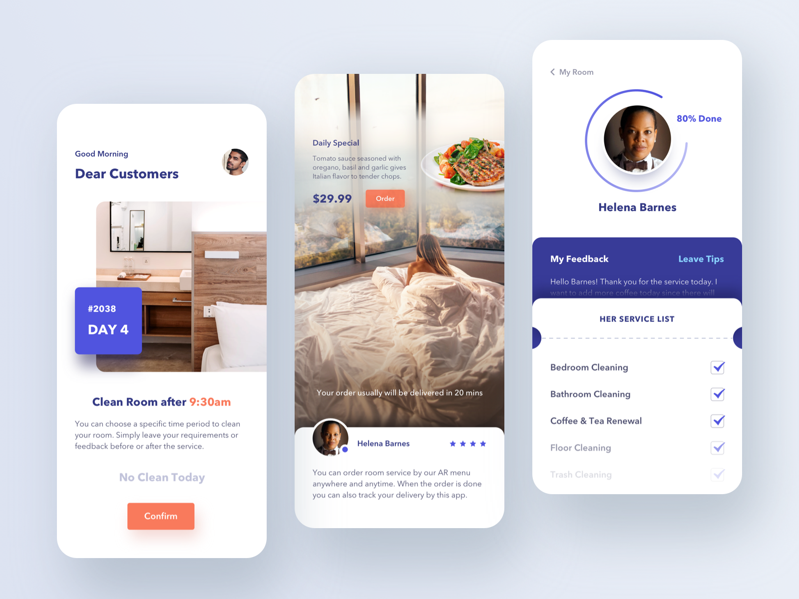 Room service app by Yi Li on Dribbble