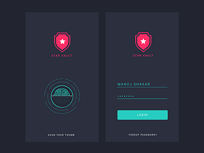 Login Screen fingerprint login scan secure ui ux vault