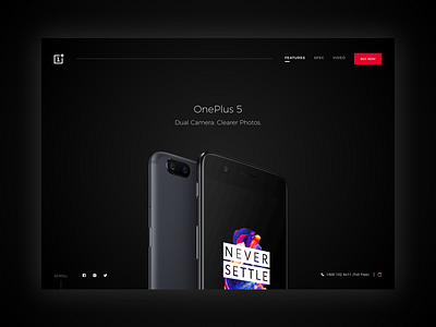 onePlus 5 Landing Page Redesign 5 black clean landingpage mobile oneplus website