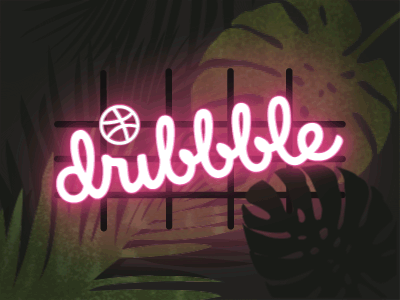 Hello dribbble dribbble leaves light motion neon tropical welcome