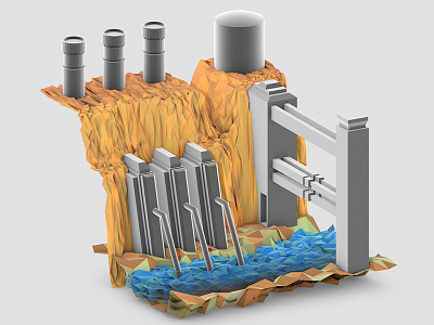 Indust cinema 4d industrial isometrics low poly