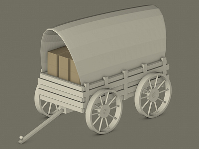 Wagon c4d cinema 4d low poly wagon western wild west