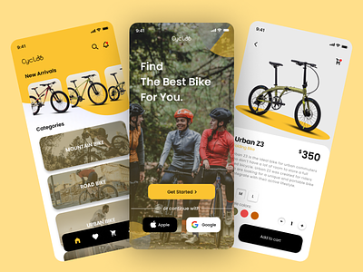 Cycloo - Bike Store App app bicycle bicycle app bicycle store app bike store app design figma interface mobile app mobile app design ui ui design uiux user interface