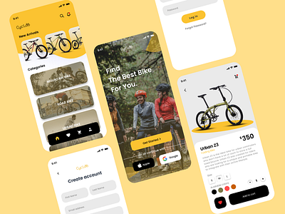 Cycloo - Bike Store App app bicycle bicycle app bicycle store app bike bike store app design figma interface mobile app ui ui design uiux ux