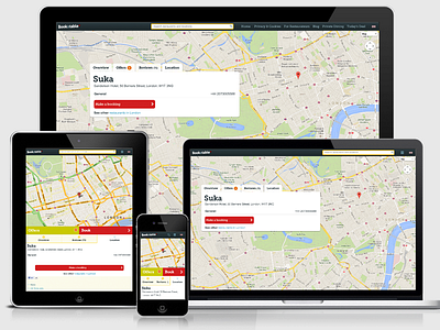Bookatable restaurant page location tab bookings food location map mobile first responsive restaurant restaurants ux
