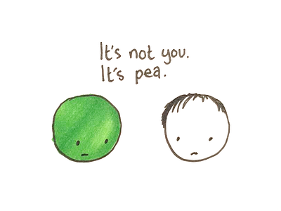 It's not you, it's pea. doodle ink paper pea pen sad sketch